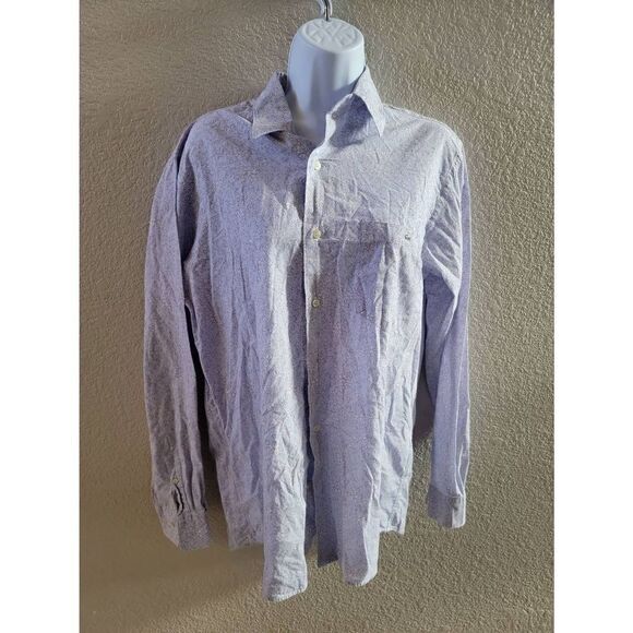 Lacoste Men's Blue Floral Long Sleeve Button Up Shirt Size 40 - Picture 1 of 6